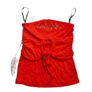 Bebe Tube Top Swarovski Crystal Logo Light Peach Size Medium NWT